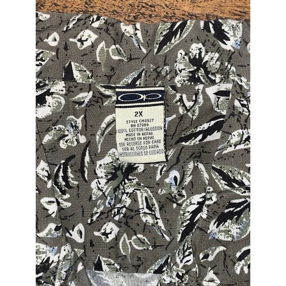 Mens OP Ocean Pacific Sport Floral Hawaiian Soft Corduroy Cotton Pocket Shirt 2X - Picture 3 of 7